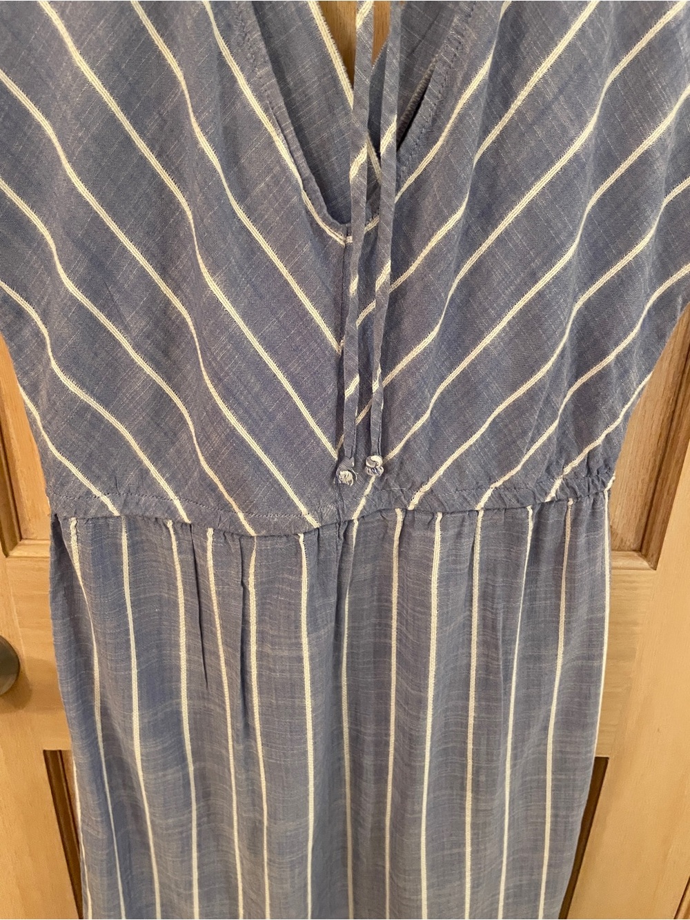 Universal Thread Chambray Blue Striped V-Neck Summer Dress - Picture 6 of 9